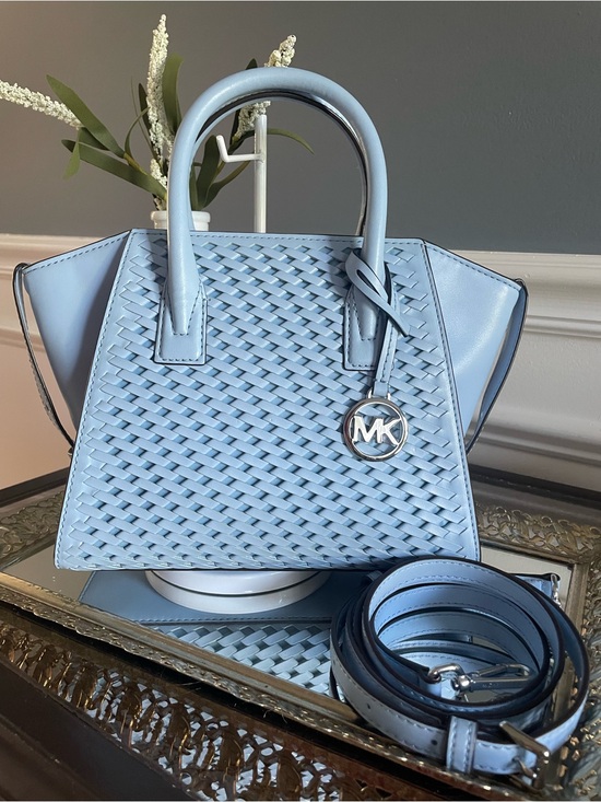 Michael Kors Handbags - Michael Kors Avril Small Woven Satchel- Blue
